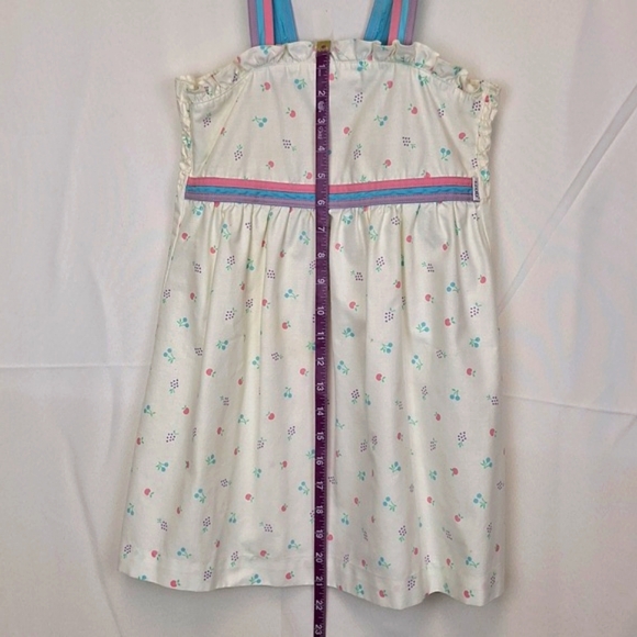 vtg Izod Little Girls Dress L 6X  White with Pink Purple & Blue Smocked Sundress - Picture 7 of 7